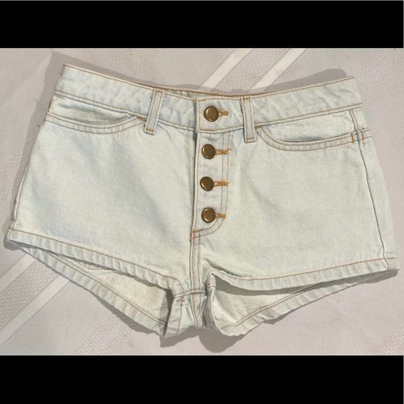 American Apparel Indigo Front Button Jean Shorts - Picture 5 of 5